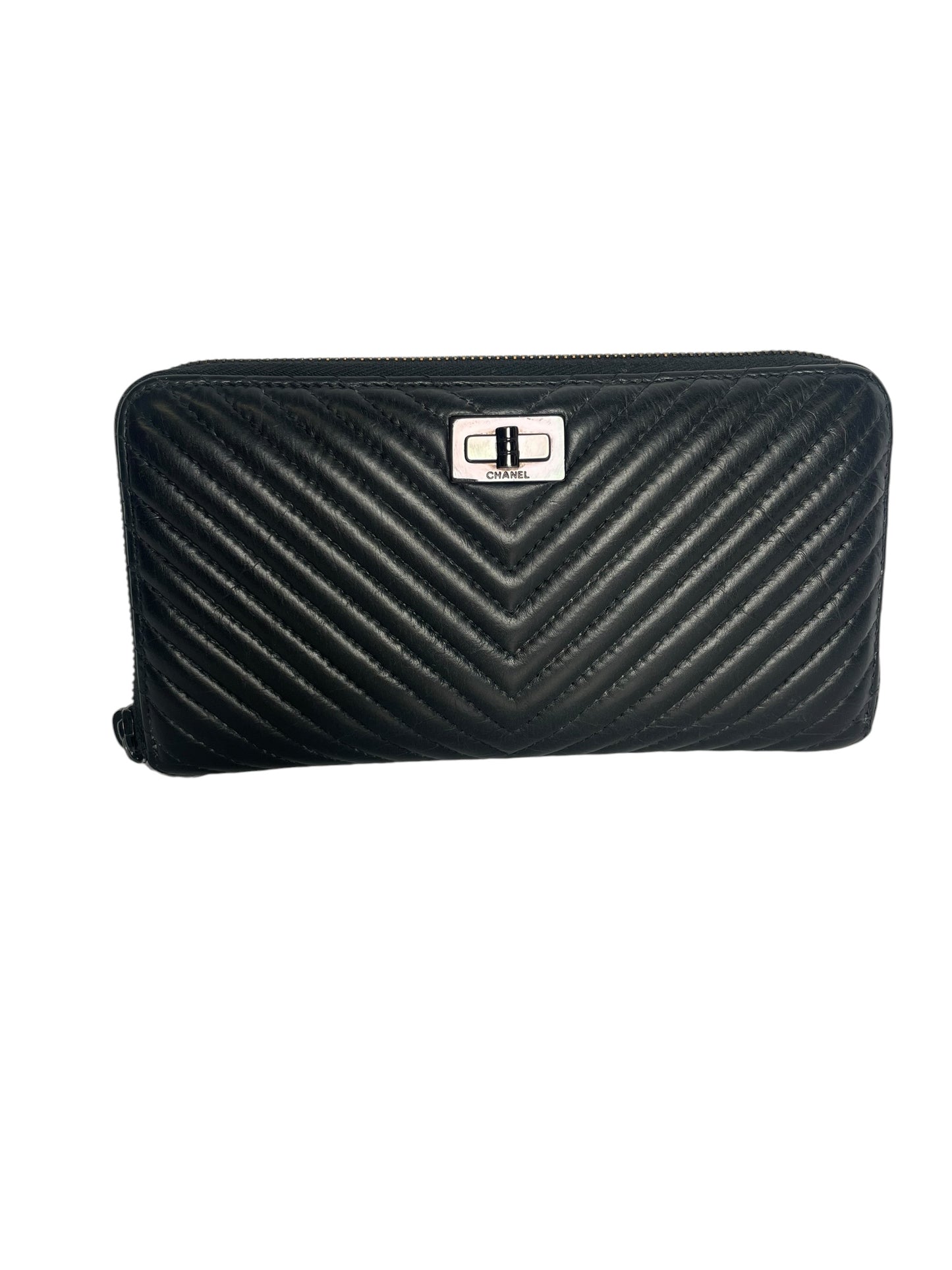 Chanel Navy Quilted Caviar Leather Classic Long Zipped Wallet T8542