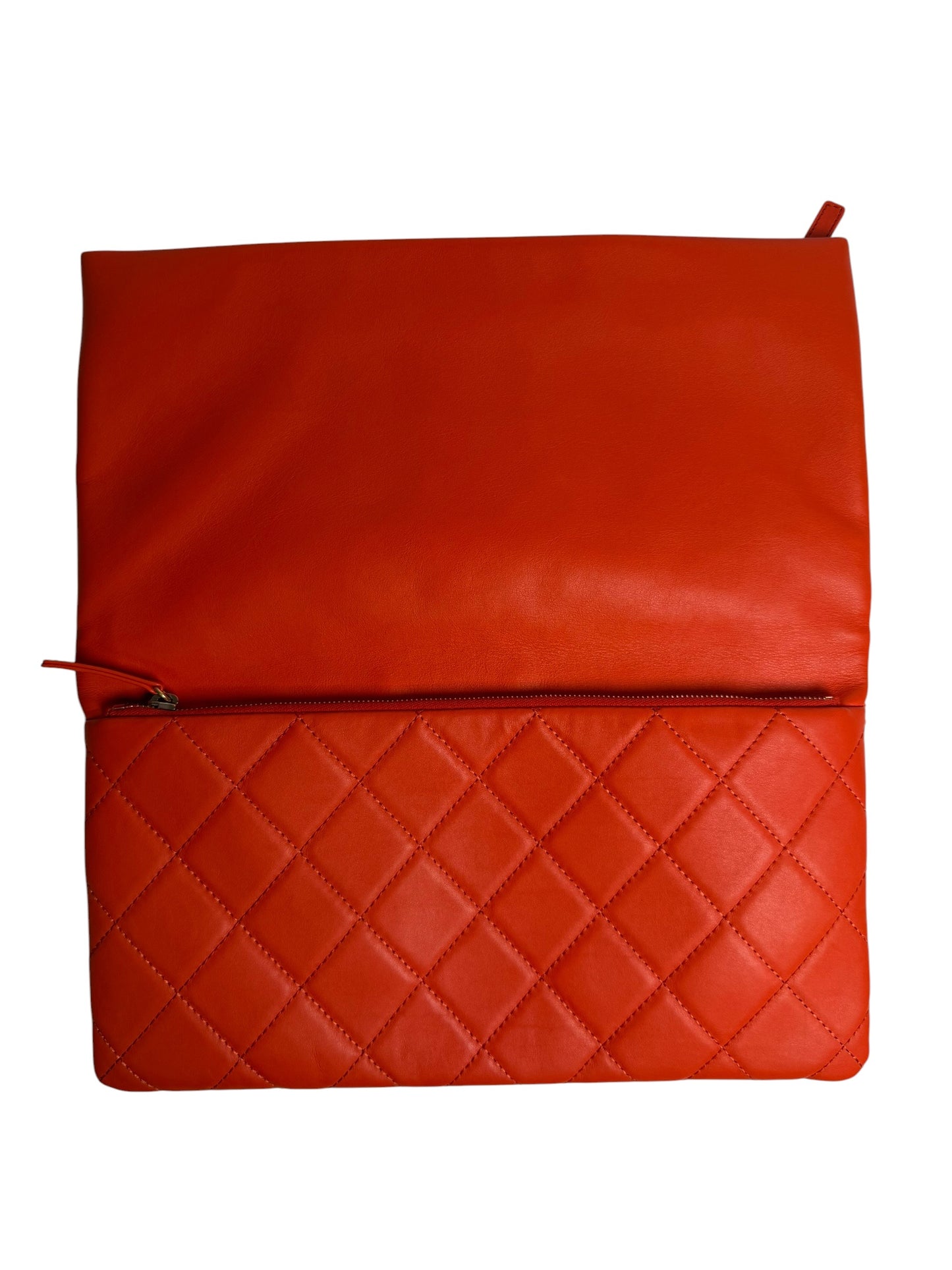 Chanel Orange Foldable Clutch O Case GHW T7604