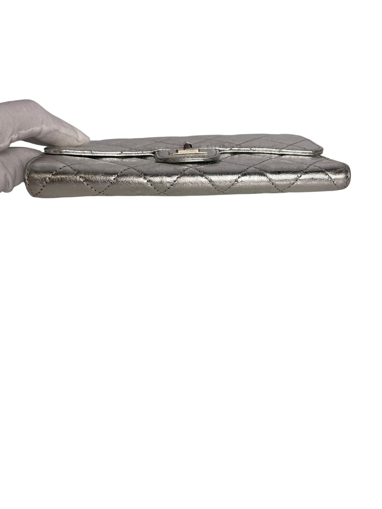 Chanel 2.55 Reissue Flap Wallet Metallic Silver T8523