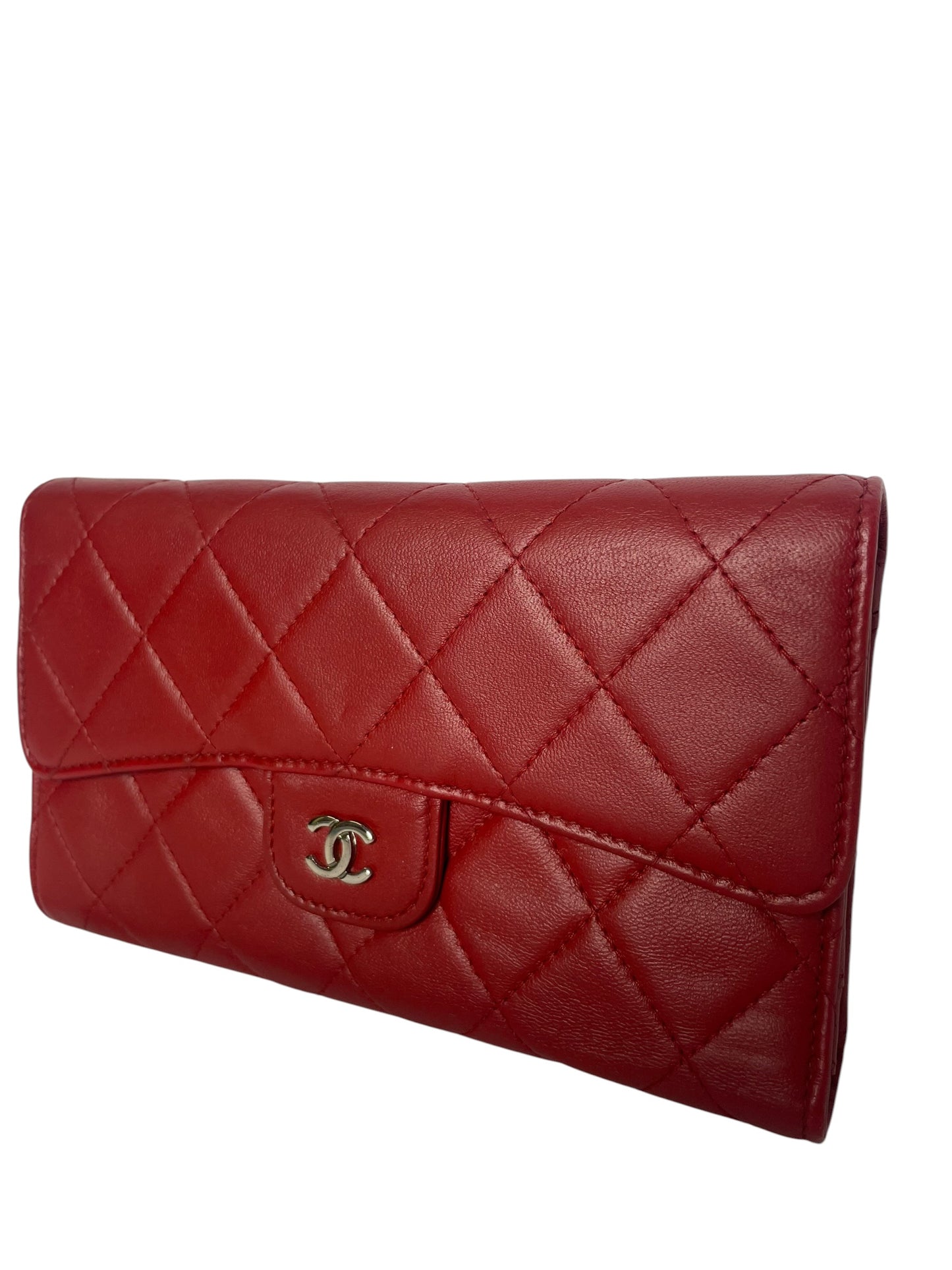 Chanel Classic Flap Wallet Red Lambskin T8522