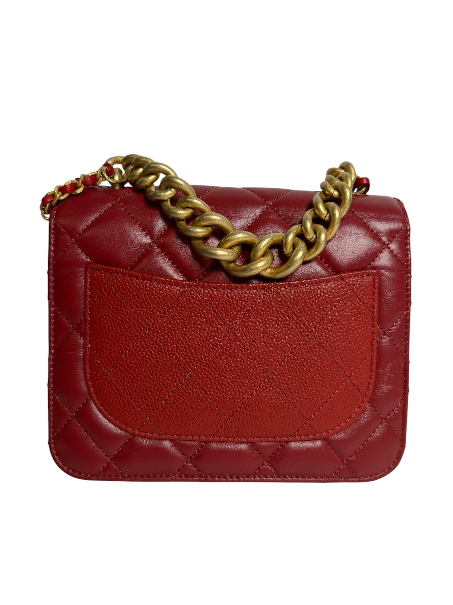 Chanel Red Flap Aged Calf Caviar GHW T7970