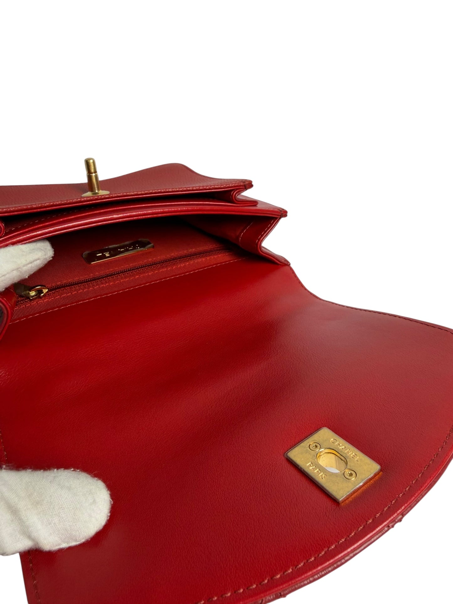 Chanel Red Flap Aged Calf Caviar GHW T7970