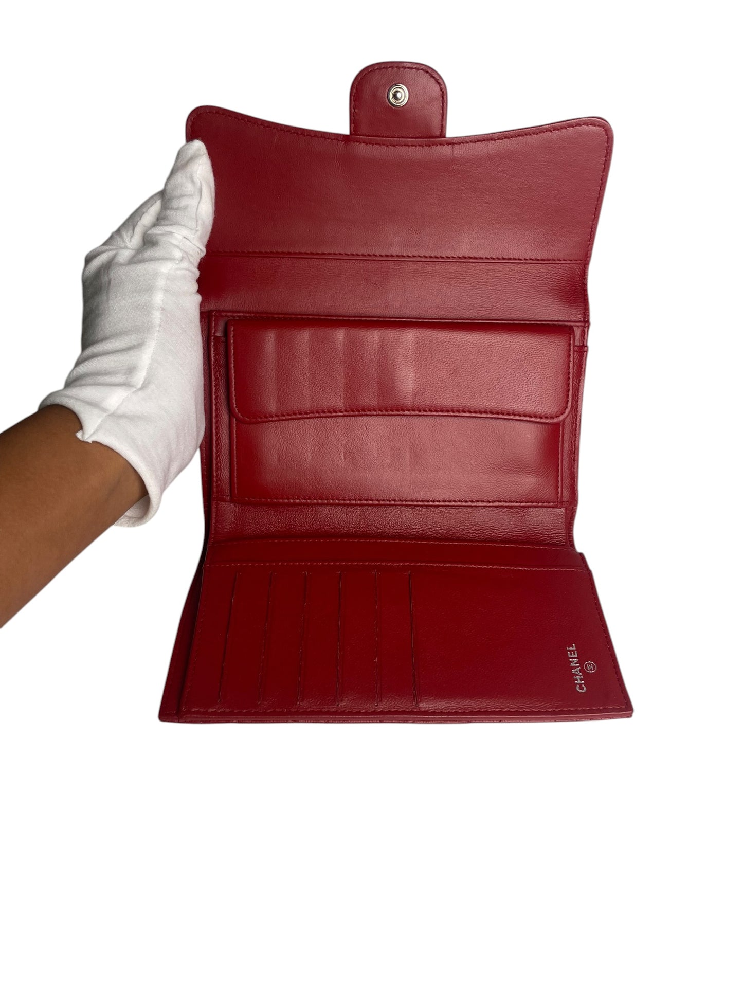 Chanel Classic Flap Wallet Red Lambskin T8522