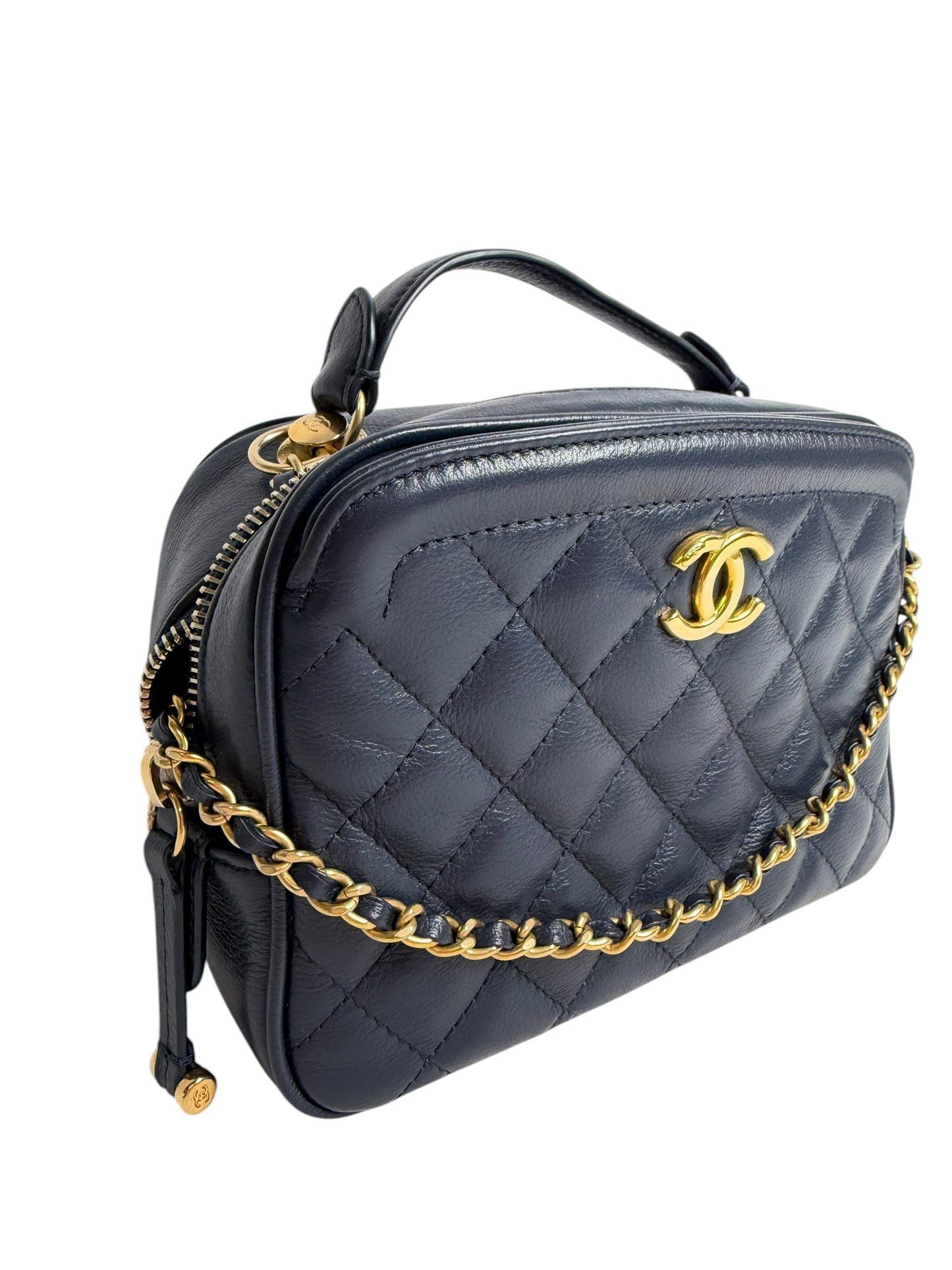 Chanel Blue Top Handle Camera bag GHW T7584