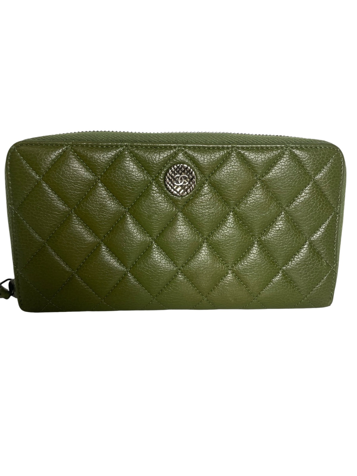 Chanel Zip-Around Continental Wallet Green T8536