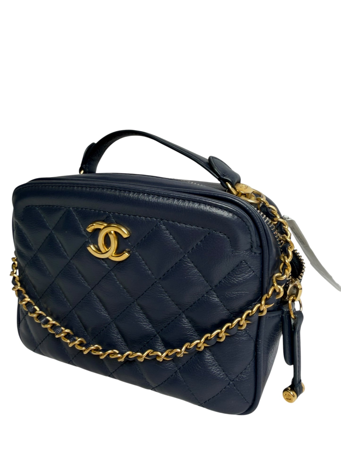 Chanel Blue Top Handle Camera bag GHW T7584