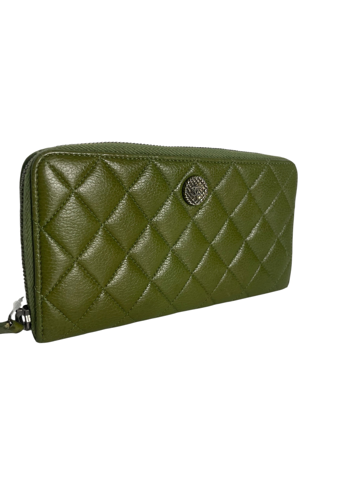 Chanel Zip-Around Continental Wallet Green T8536