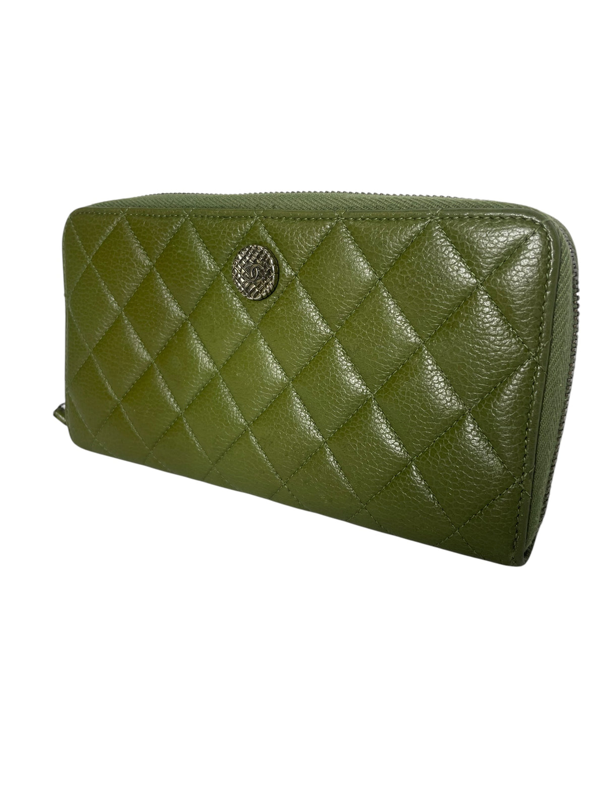 Chanel Zip-Around Continental Wallet Green T8536