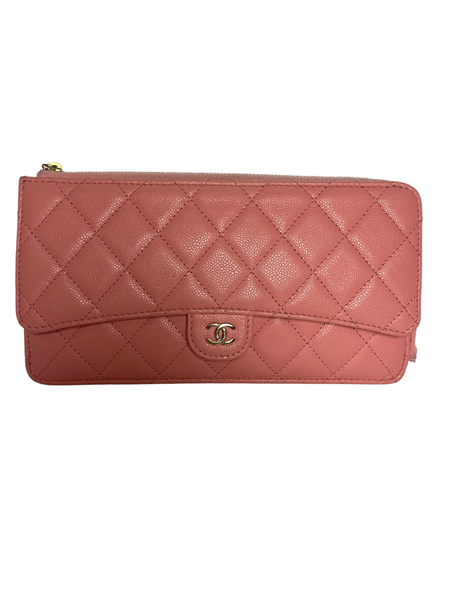 Chanel Lambskin Quilted Large Flap Wallet Pink T8525