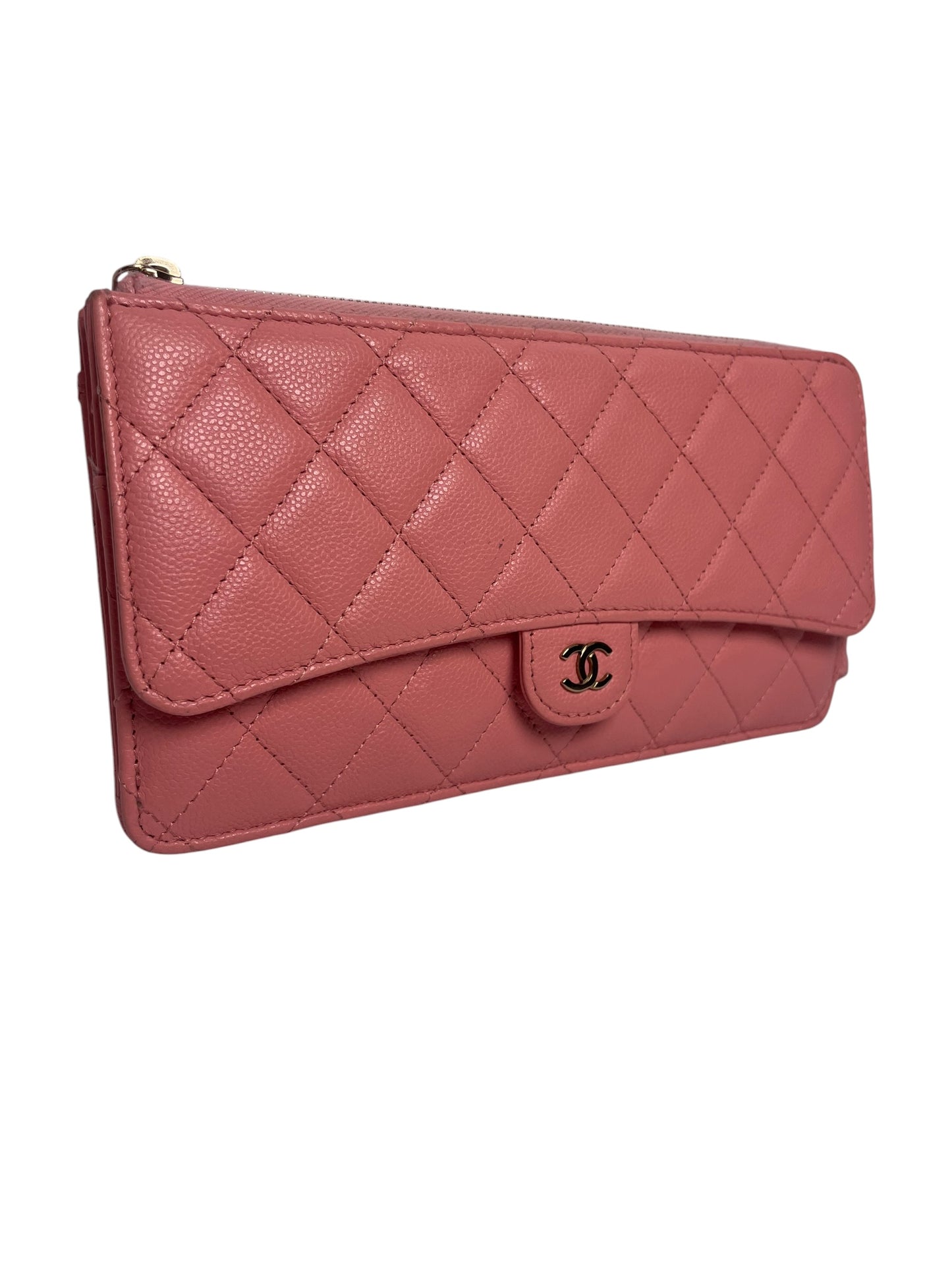 Chanel Lambskin Quilted Large Flap Wallet Pink T8525