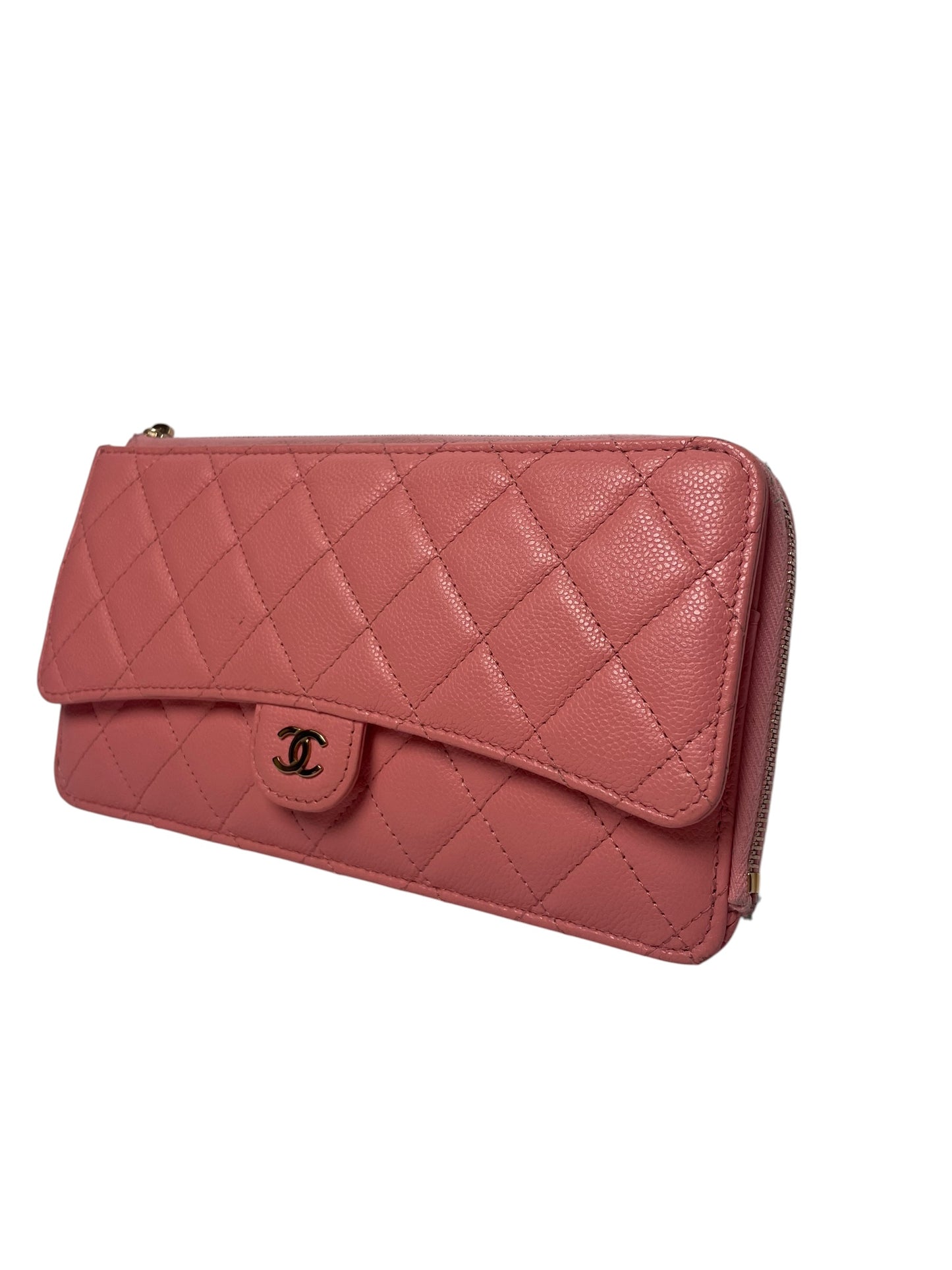Chanel Lambskin Quilted Large Flap Wallet Pink T8525
