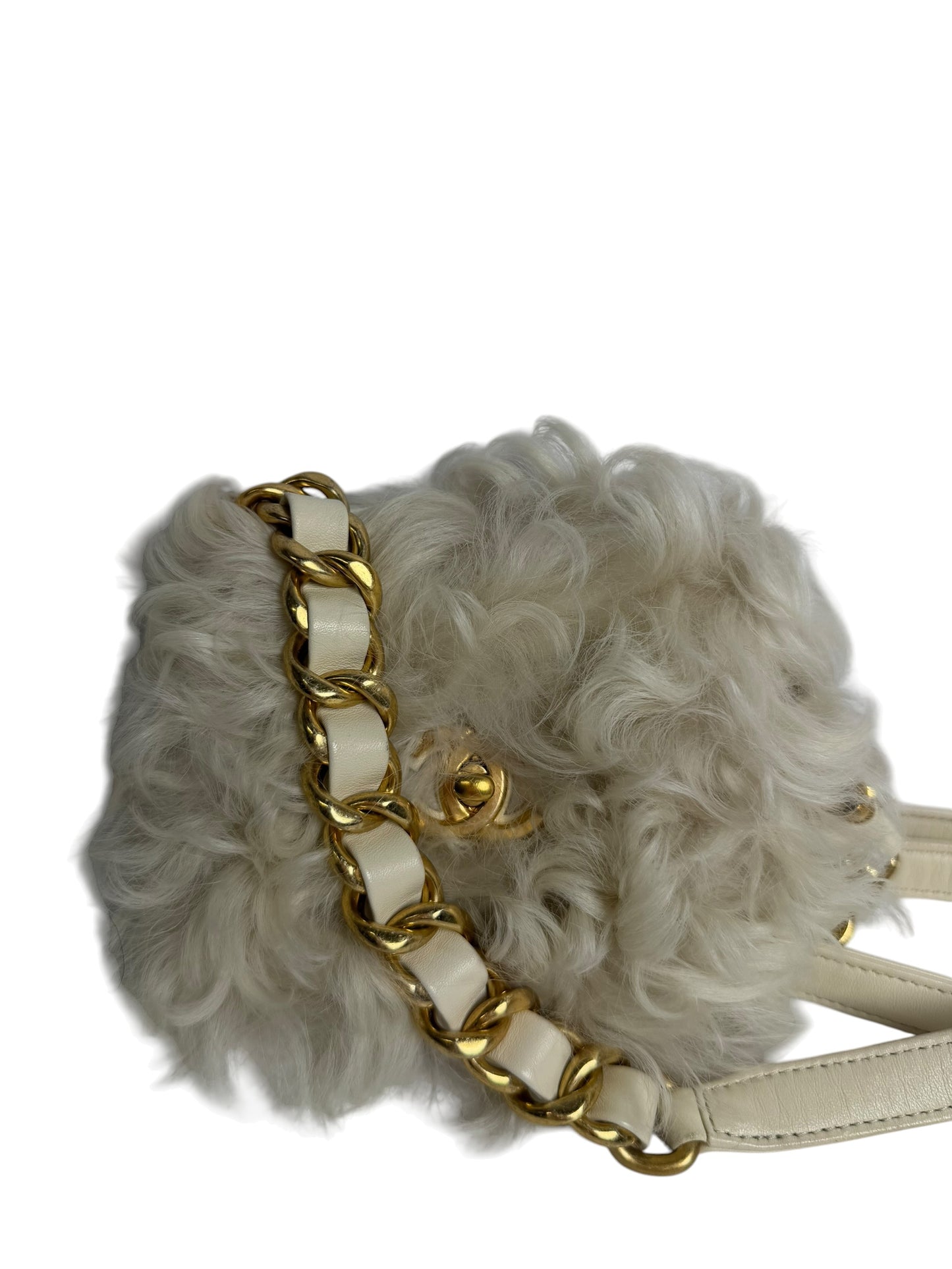 Chanel White Wool Crossbody Flap T8020