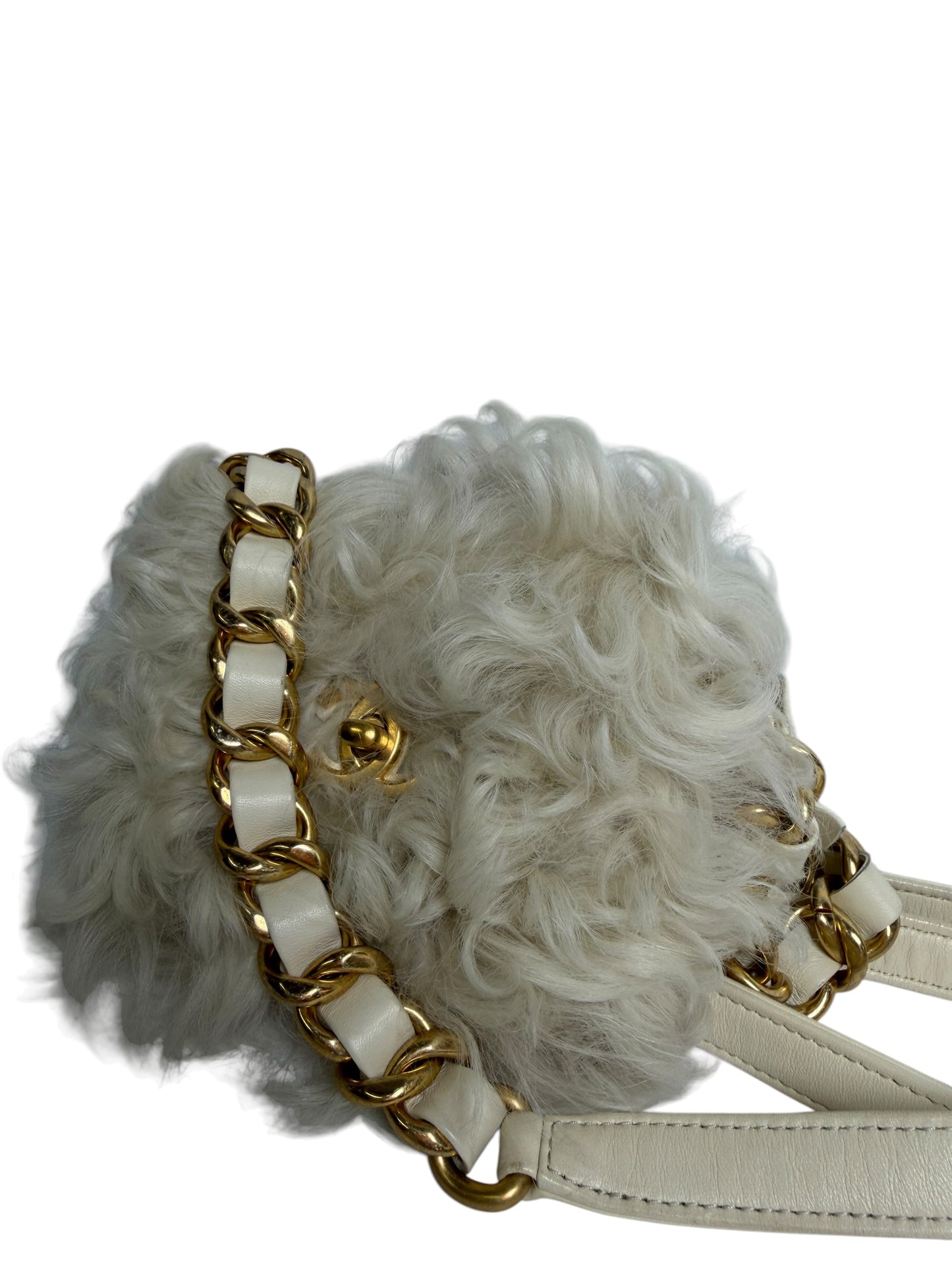 Chanel White Wool Crossbody Flap T8020