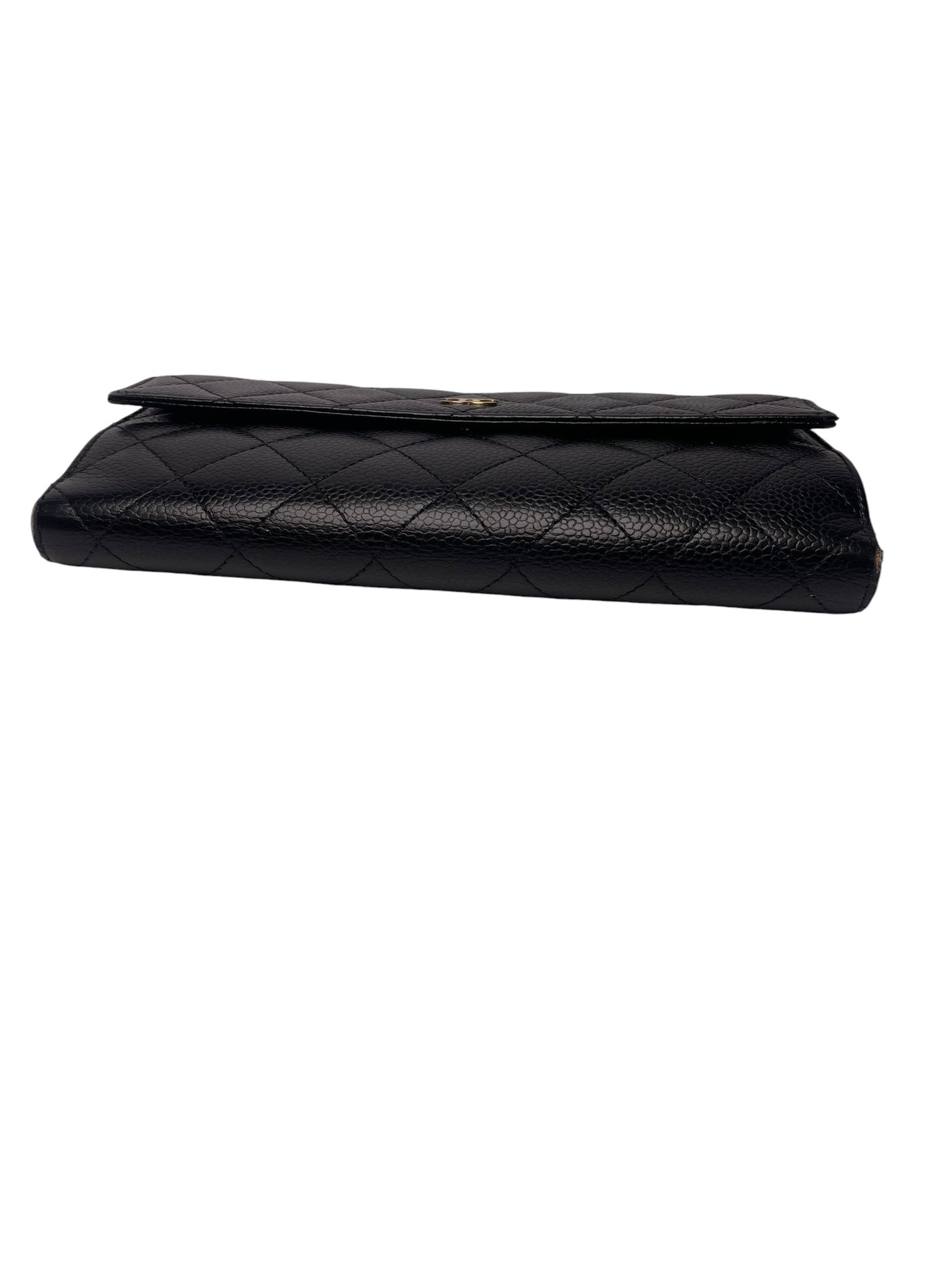 Chanel Black Quilted Caviar Leather CC Large Flap Wallet T8540