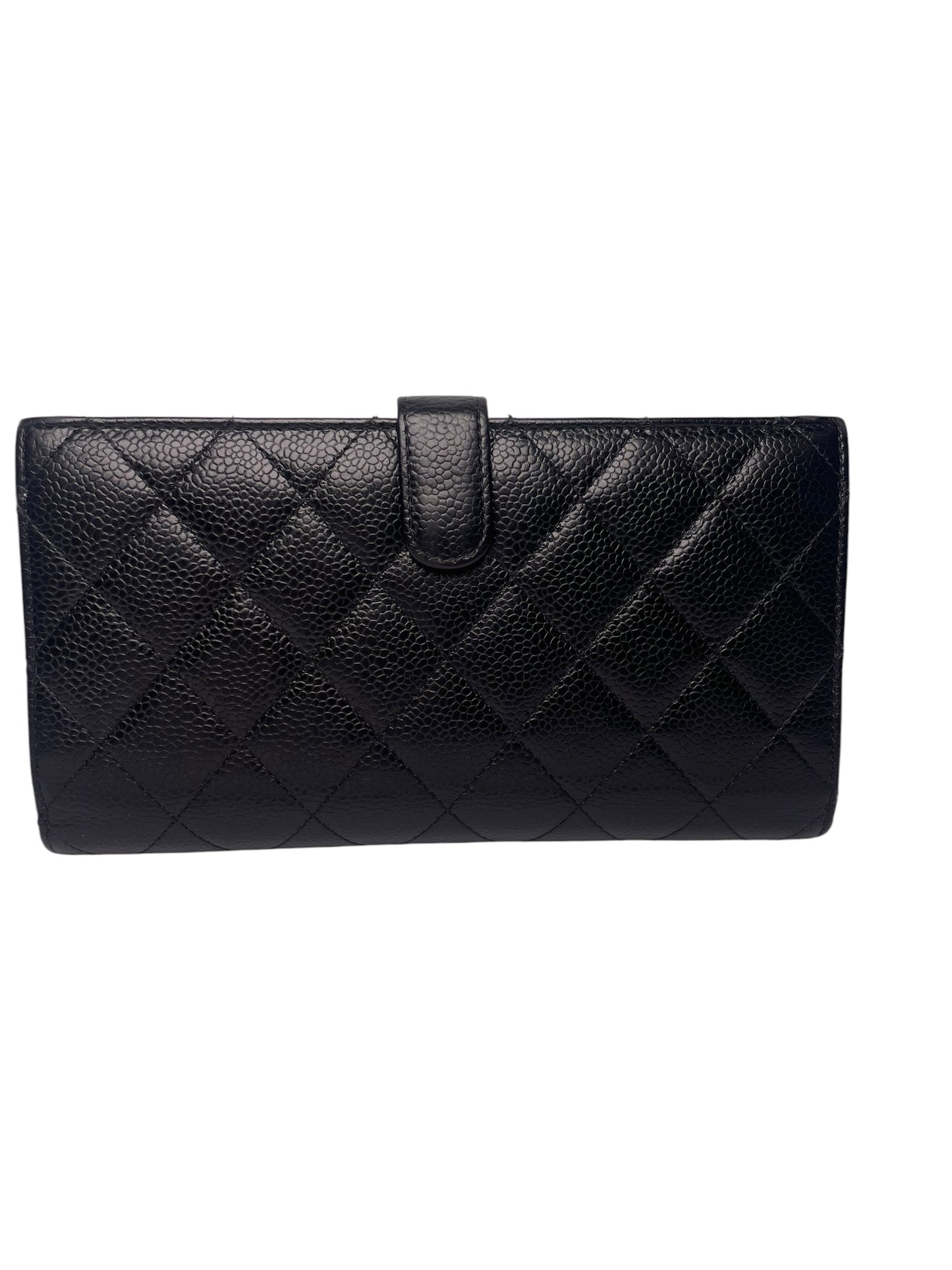Chanel Black Quilted Caviar Leather CC Large Flap Wallet T8540