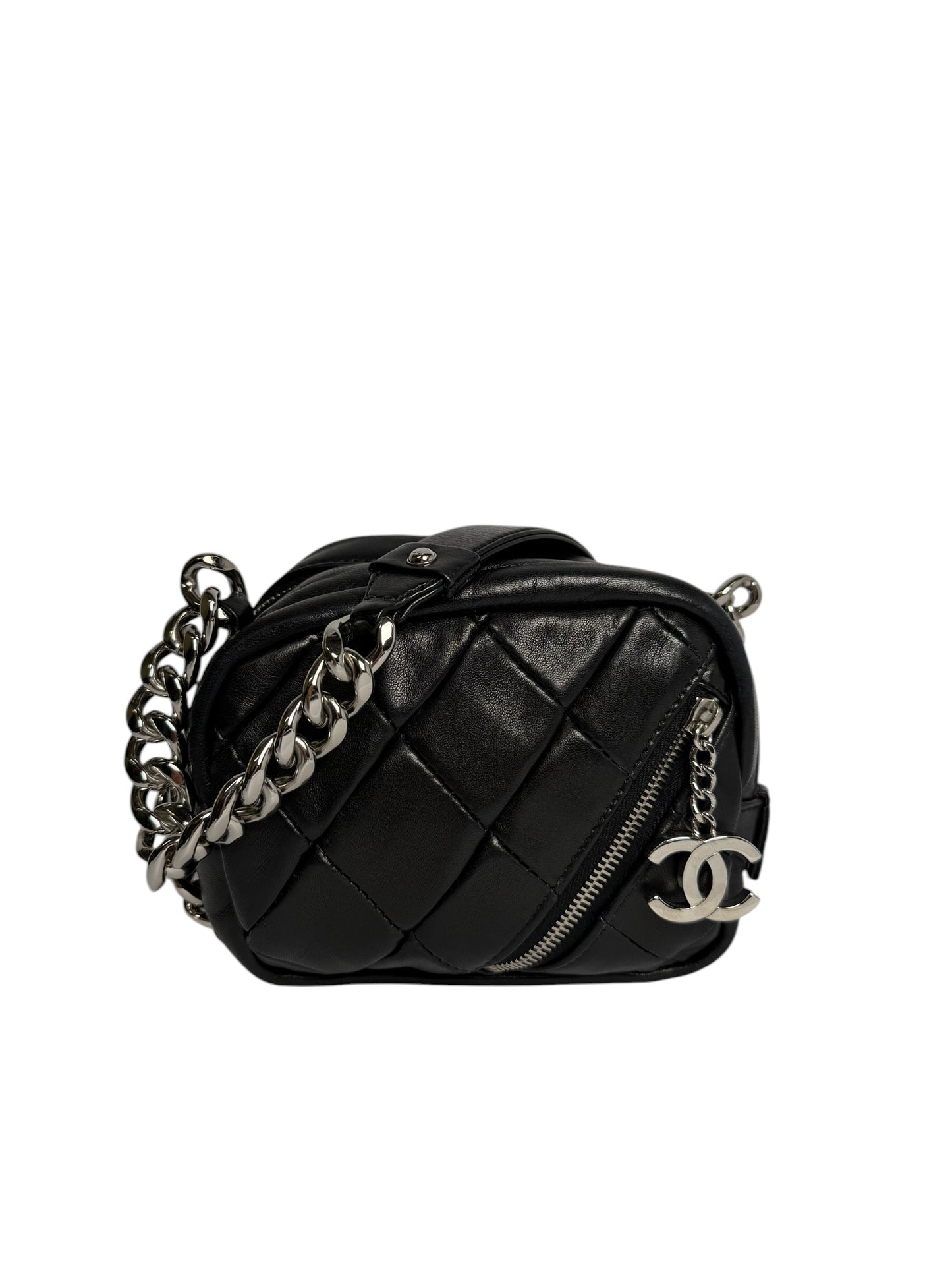 Chanel Black Lambskin Camera bag Cross Zip