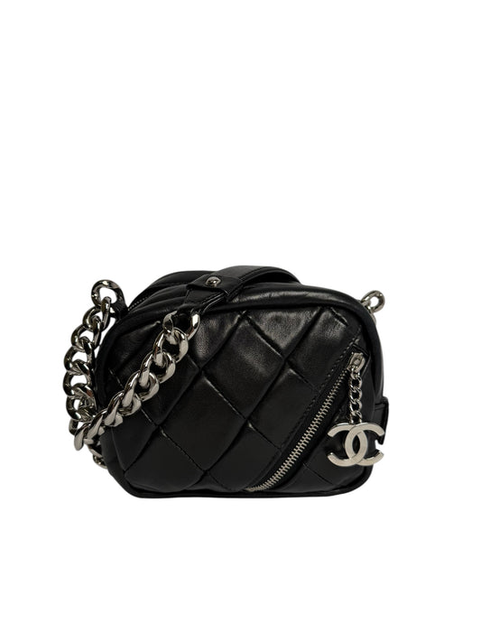 Chanel Black Lambskin Camera bag Cross Zip