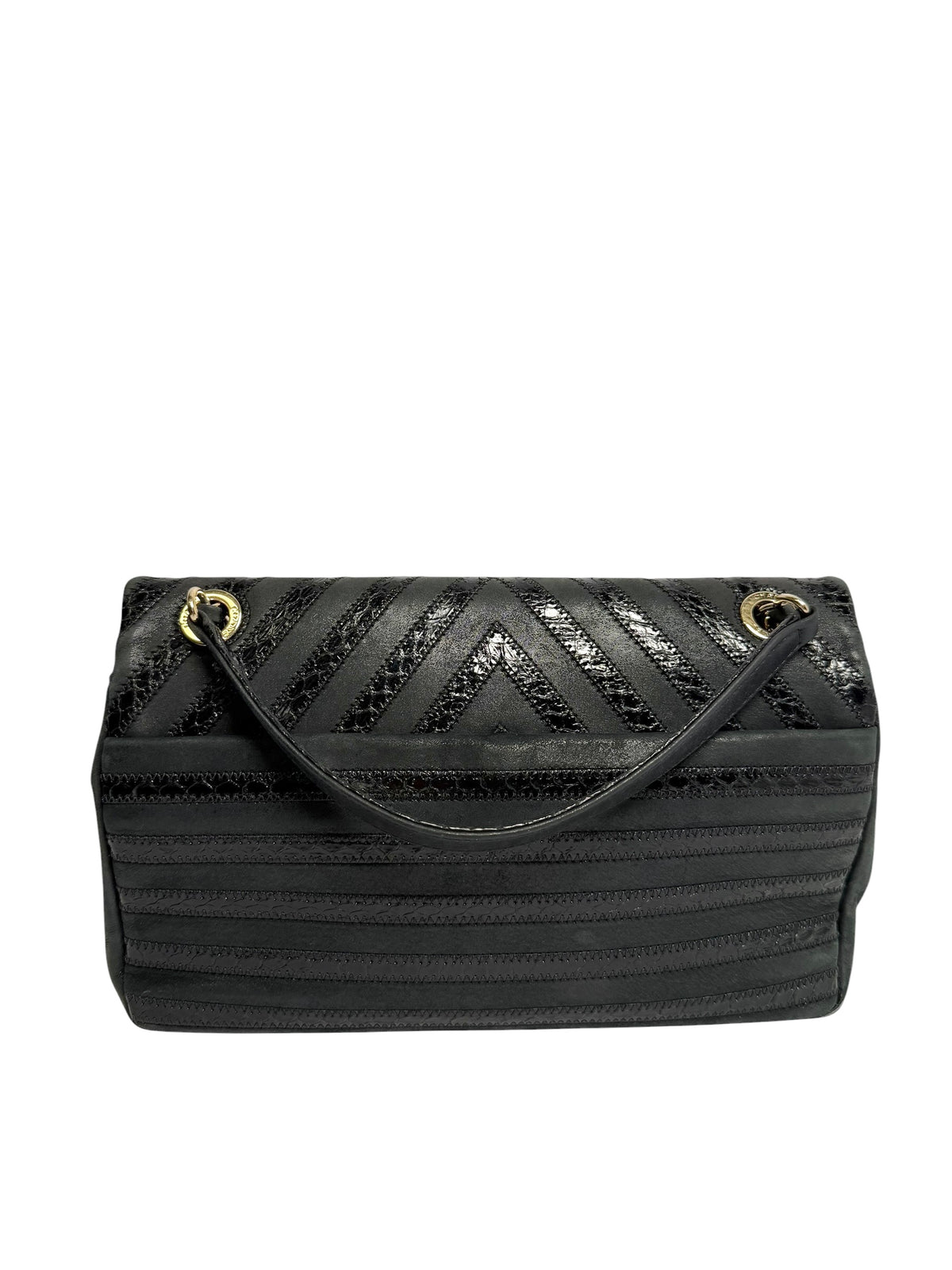 Chanel Chevron Python Patchwork Chanel Black Python Chevron Flap – Bag Candies