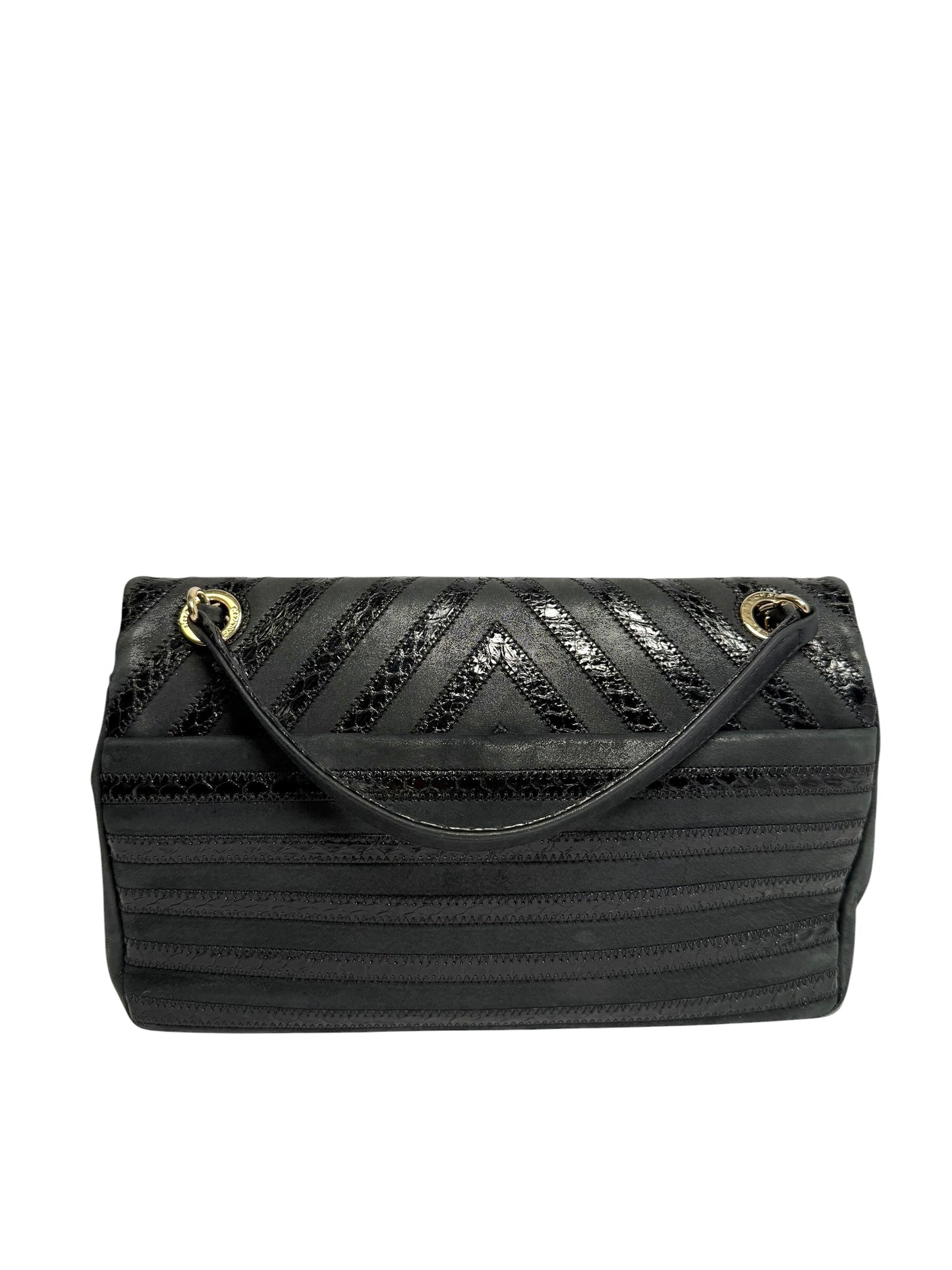 Chanel Black Python Chevron Flap
