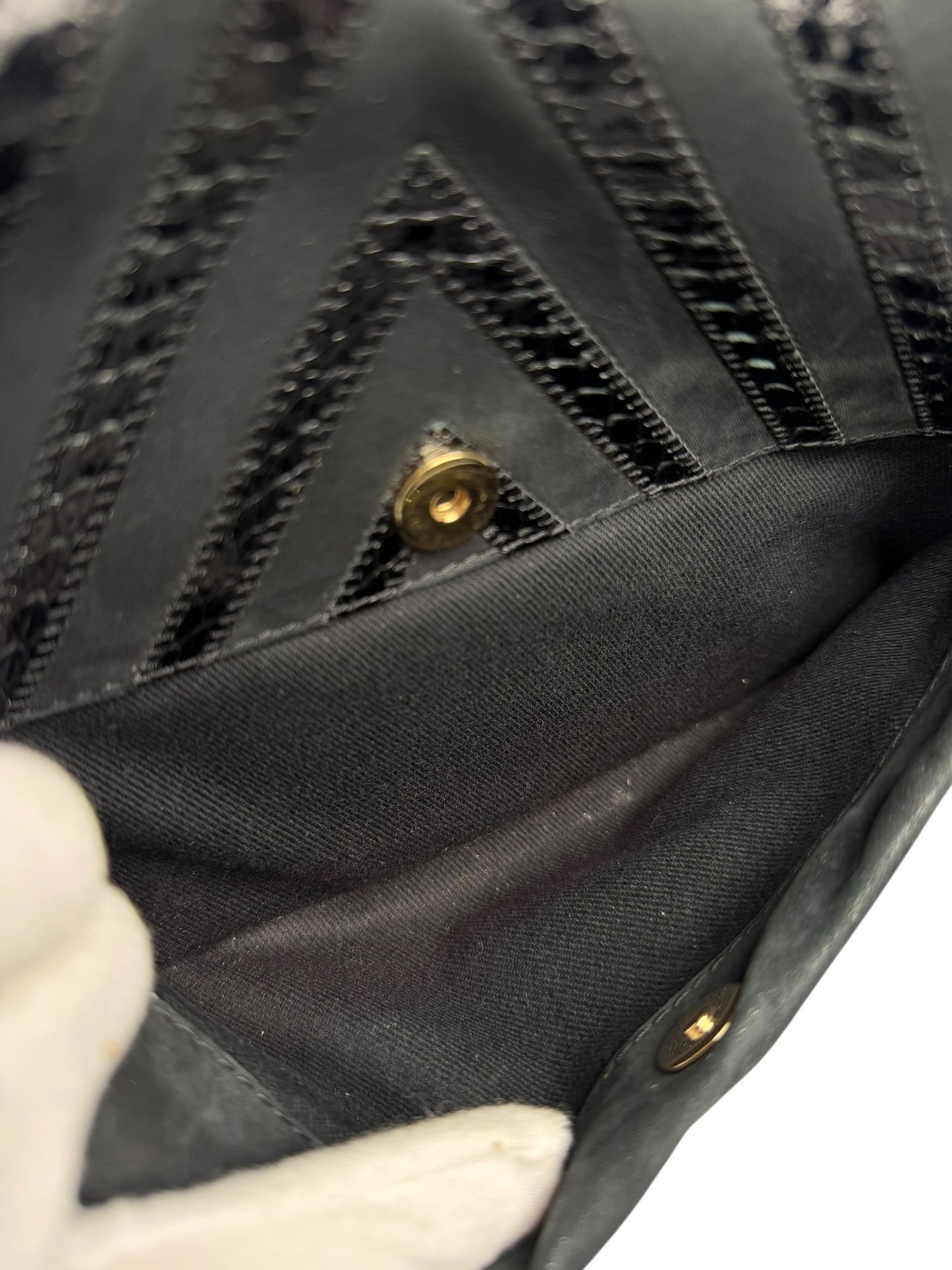 Chanel Black Python Chevron Flap