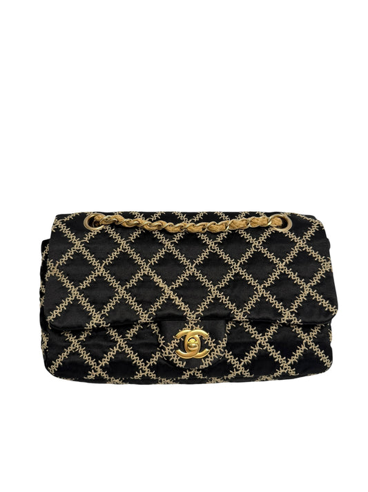 Chanel Black Flap Beige Stitch