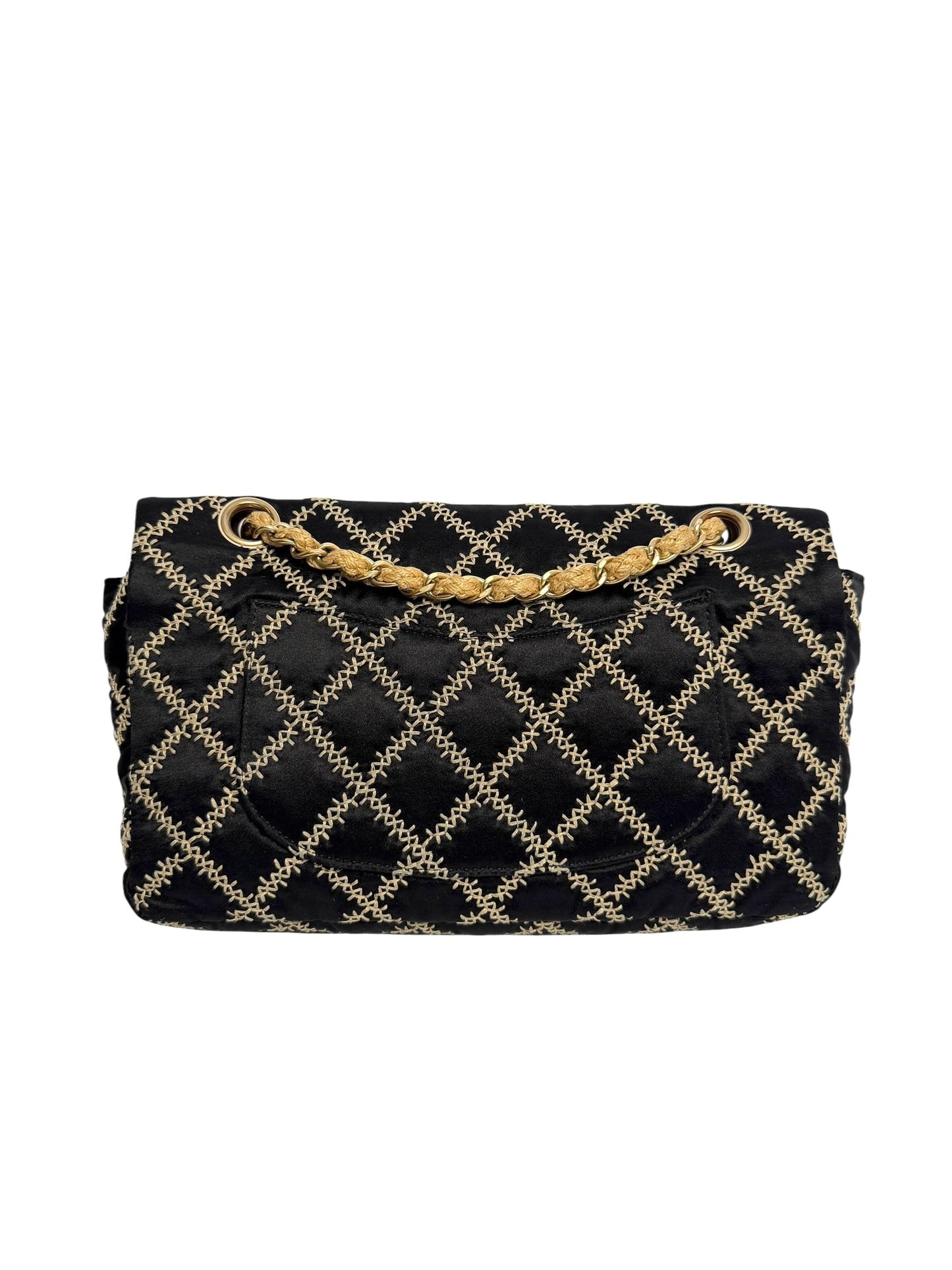 Chanel Black Flap Beige Stitch