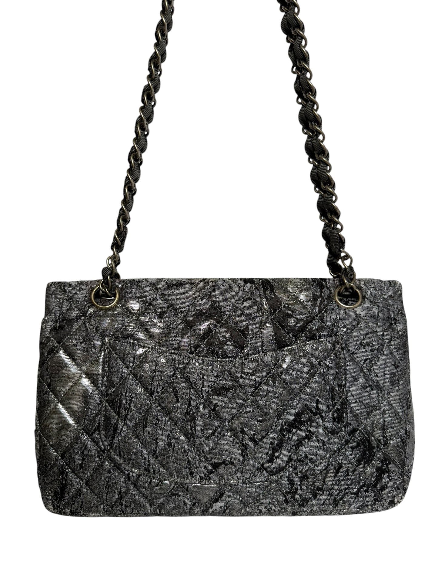 Chanel Grey and Silver Pattern Shoulder Bag