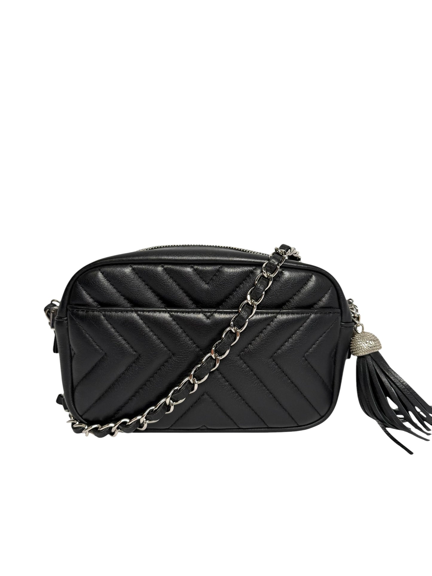 Chanel Black Leather CC Tassel Camera Bag