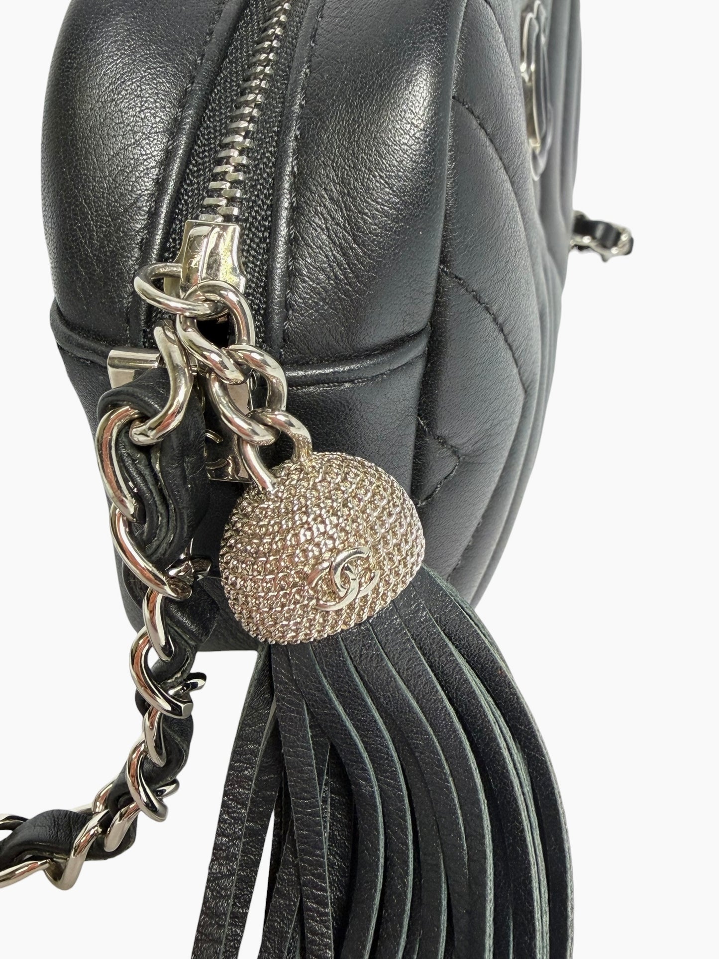 Chanel Black Leather CC Tassel Camera Bag