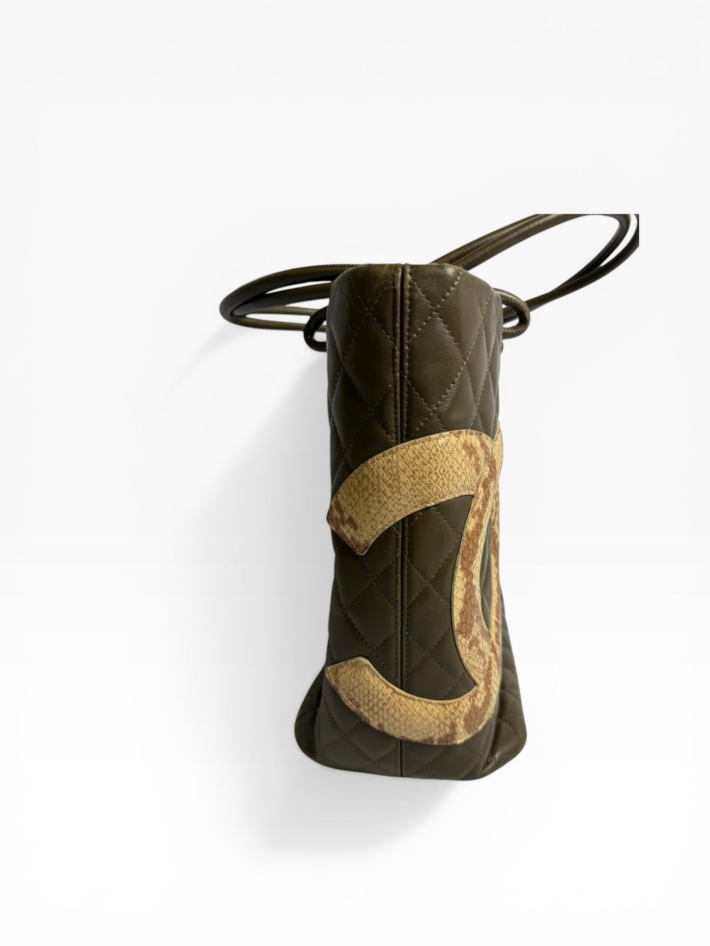 Chanel Cambon Tote Large Army Green Python