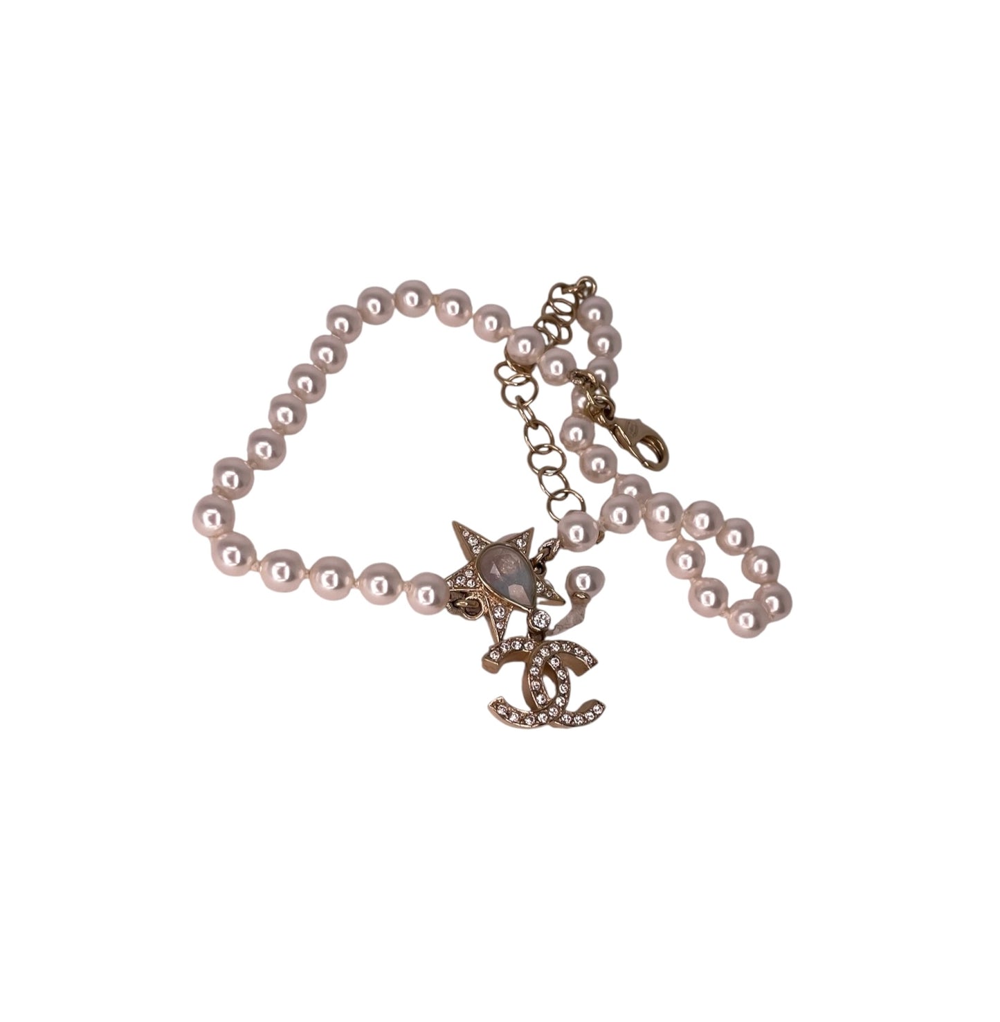 Chanel Faux Pearl Star Choker Necklace T2856
