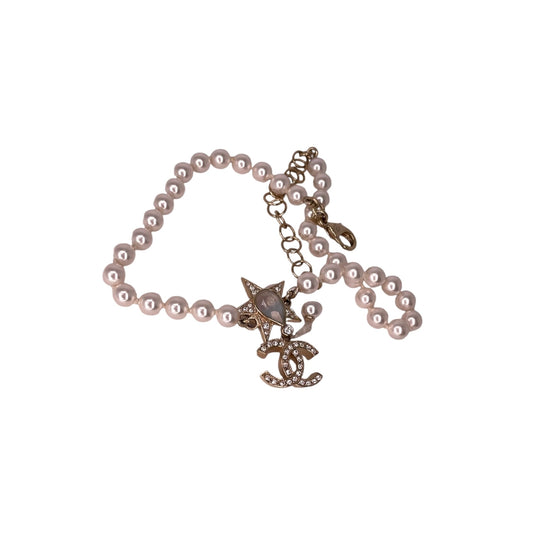 Chanel Faux Pearl Star Choker Necklace T2856