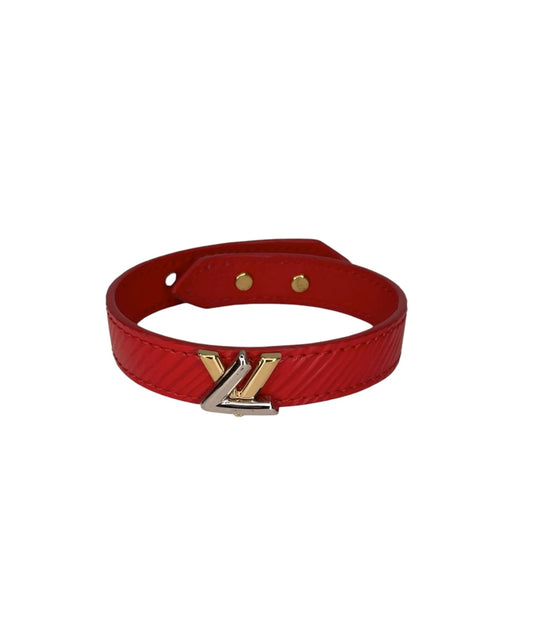 Louis Vuitton Red Epi Leather Twist Bracelet T4207