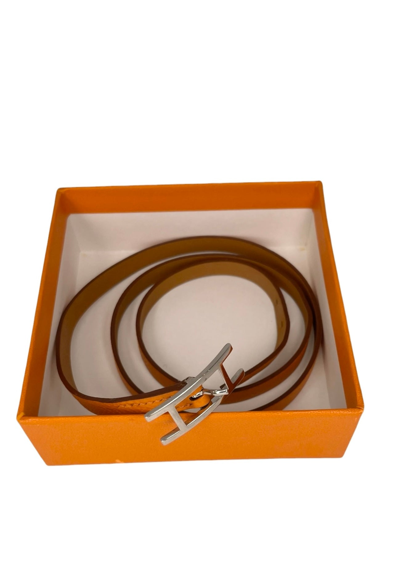 Hermes Orange Behapi Double Tour Bracelet T3062