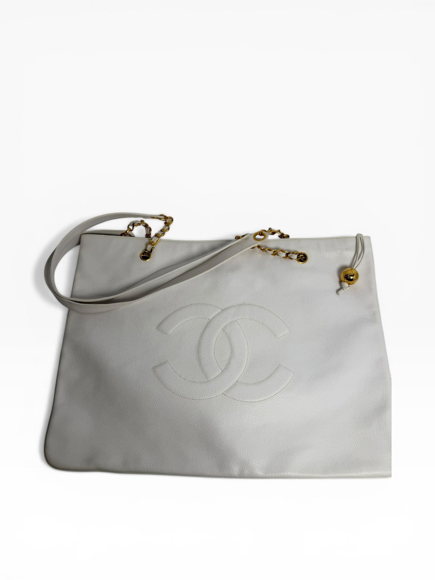 Chanel Large White Caviar Tote