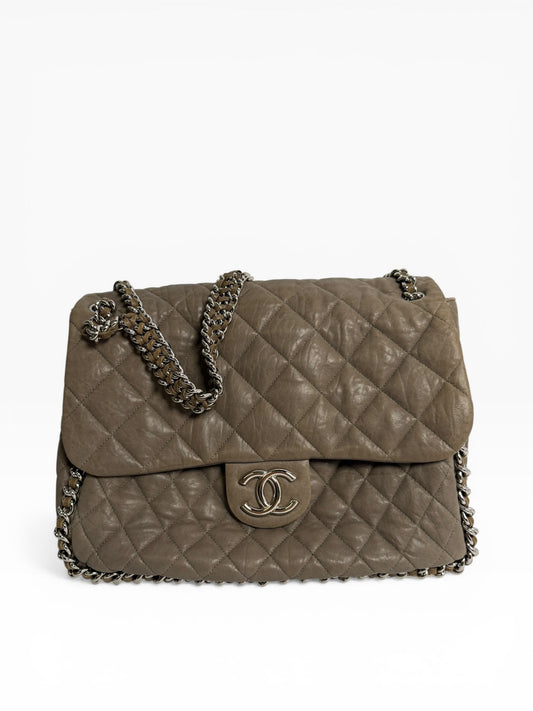 Chanel Beige Maxi Chain Around Flap