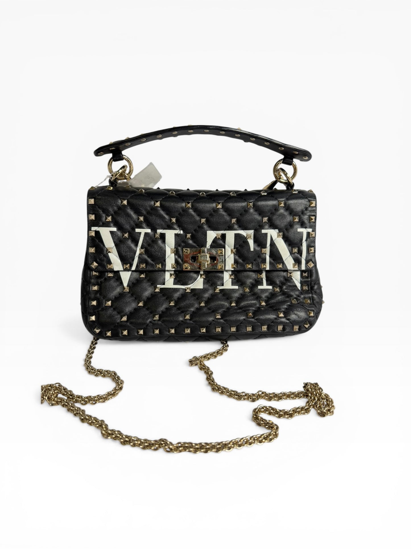 Valentino Studded Top Handle Flap Black
