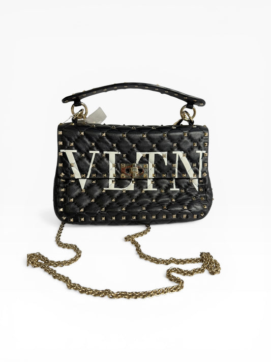 Valentino Studded Top Handle Flap Black