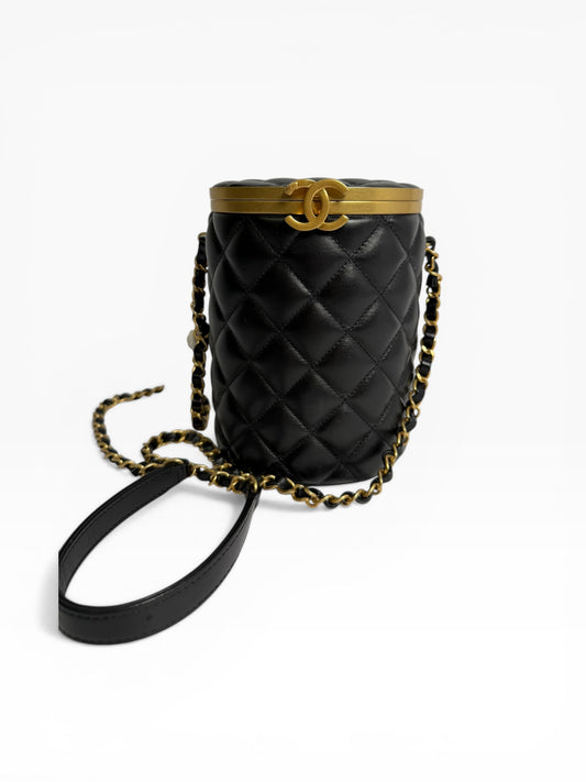 Chanel Black Structured Vertical Vanity GHW