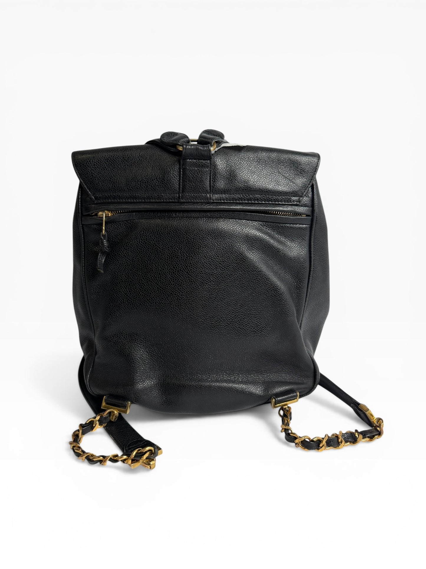 Chanel Vintage Double Pocket Backpack Black 24k GHW