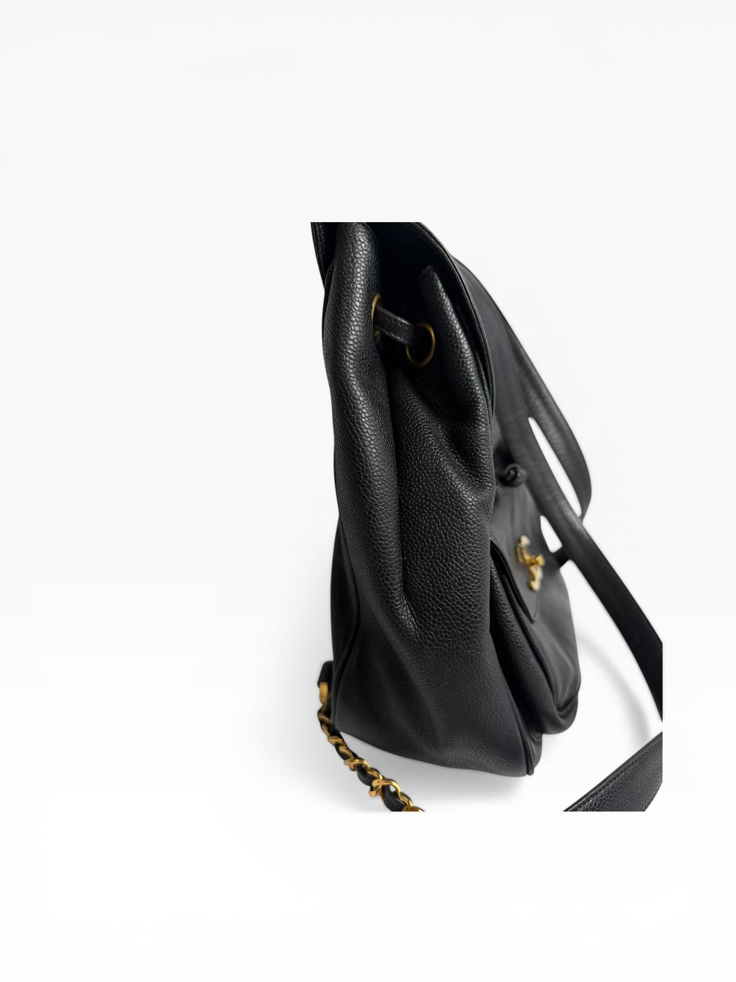 Chanel Vintage Double Pocket Backpack Black 24k GHW