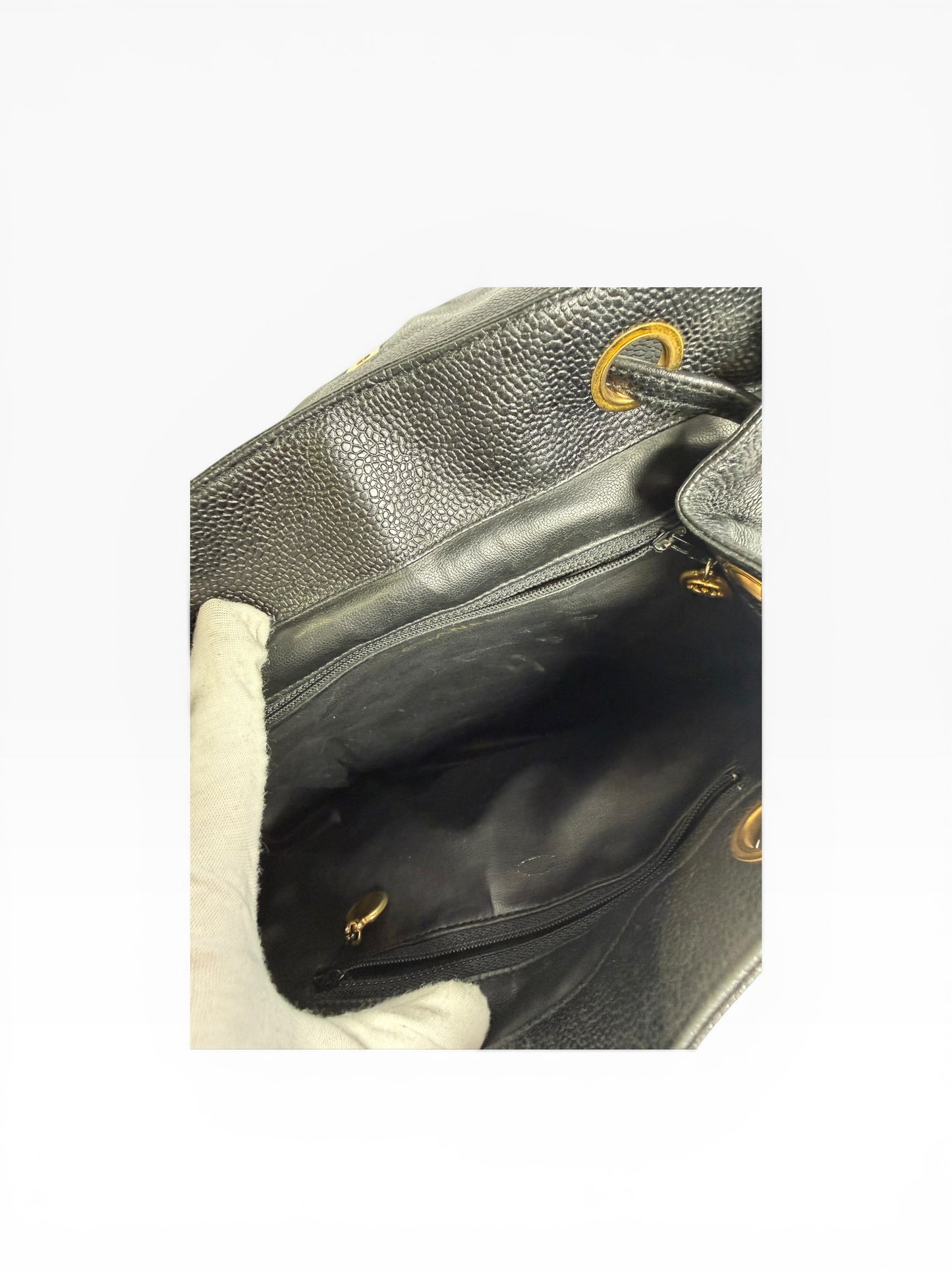 Chanel Vintage Double Pocket Backpack Black 24k GHW