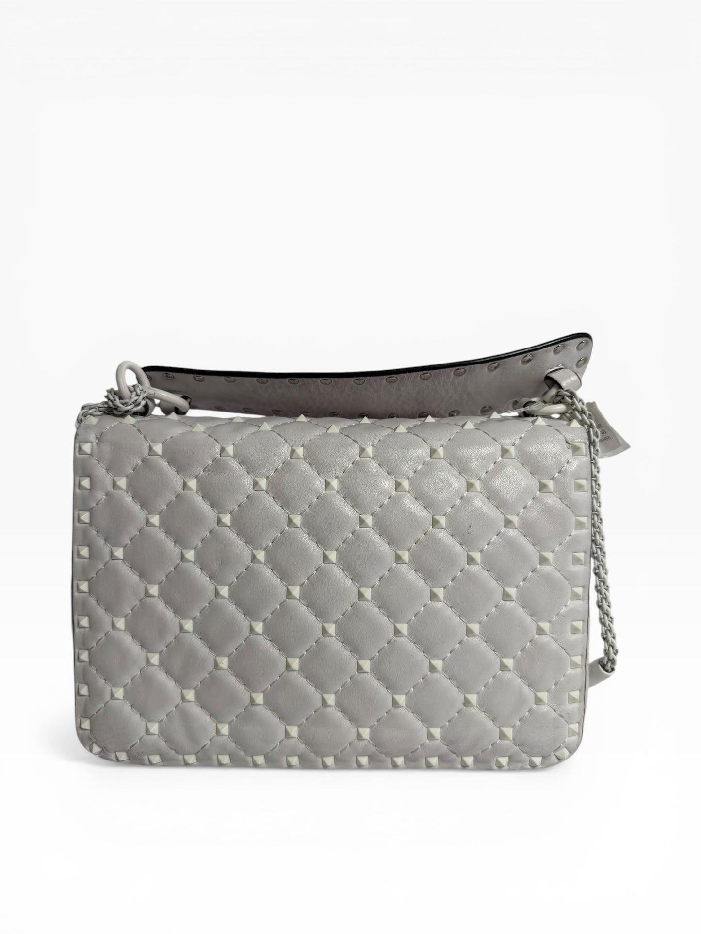 Valentino White Studded Top Handle Flap