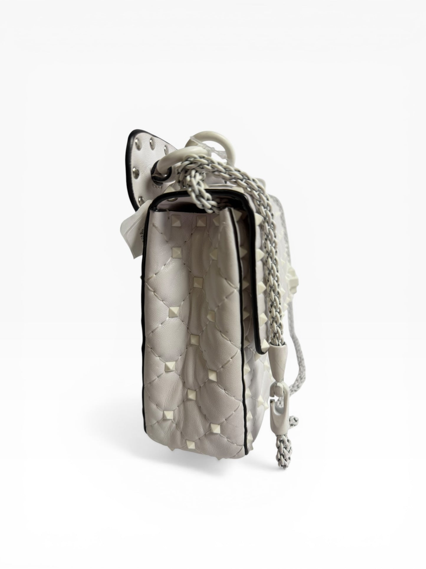 Valentino White Studded Top Handle Flap