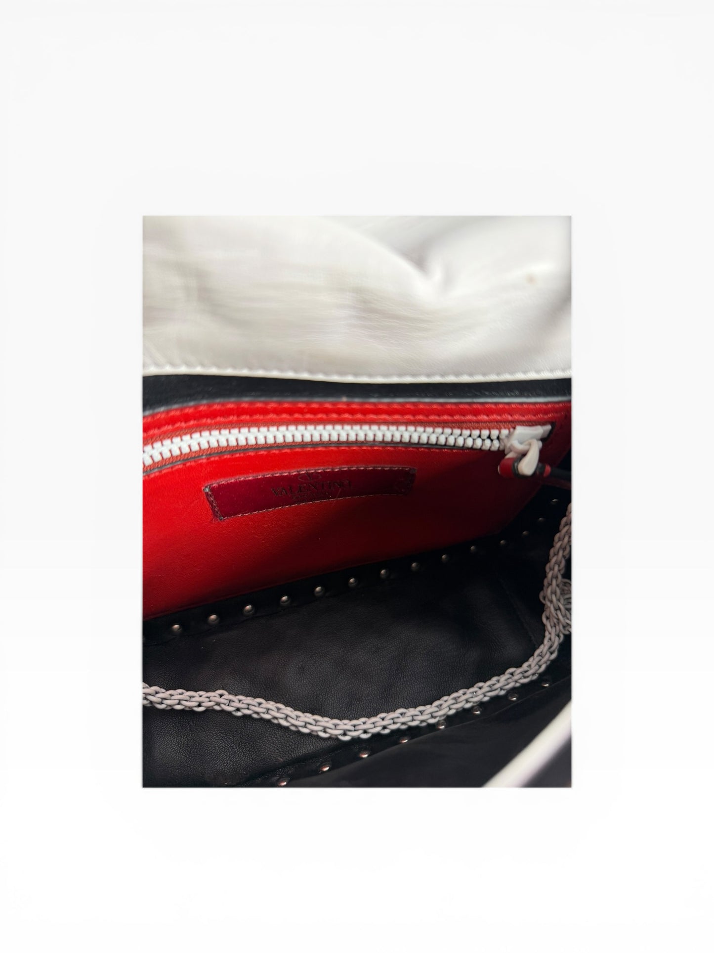 Valentino White Studded Top Handle Flap