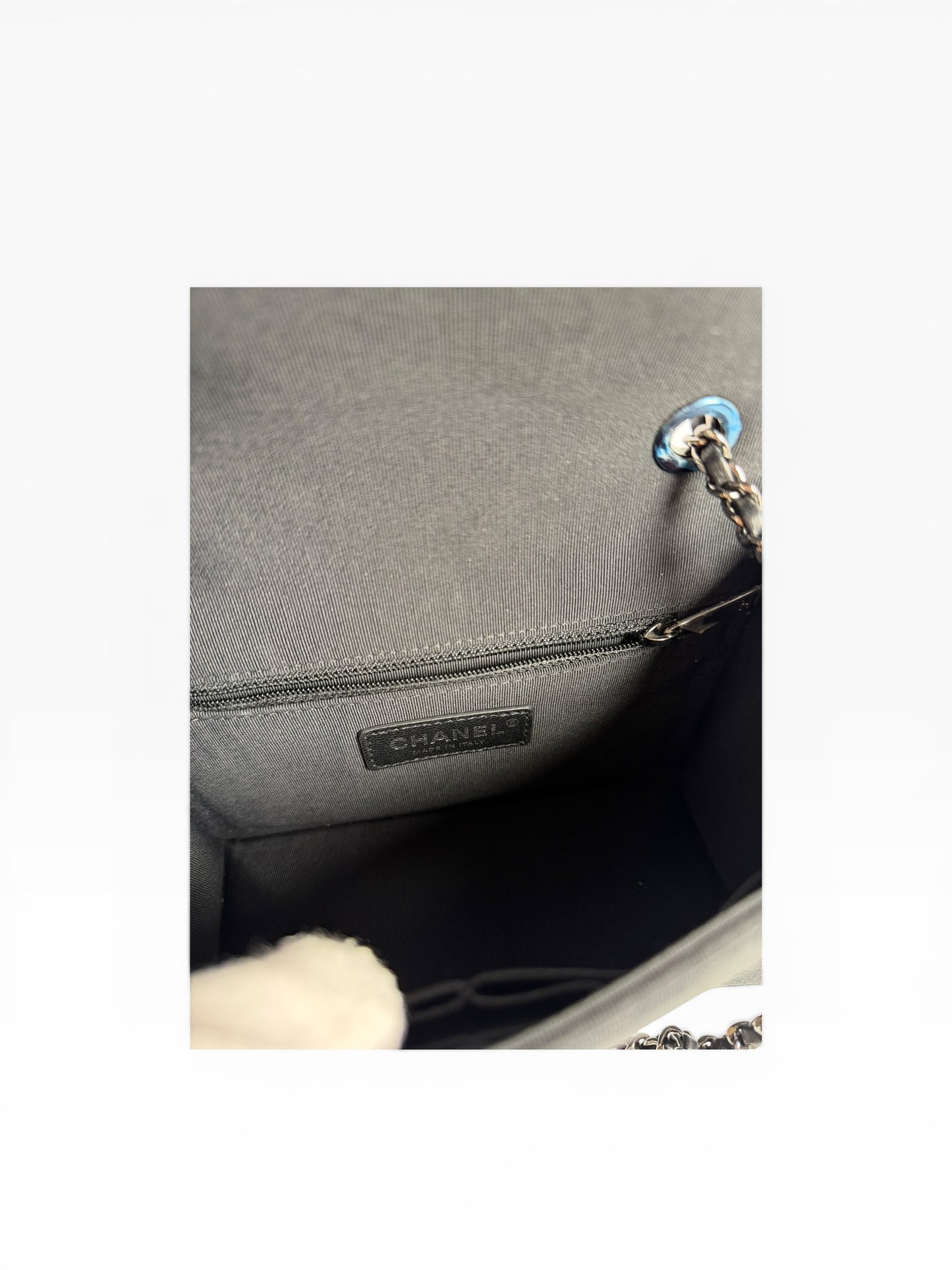 Chanel Chevron Silver Metallic Flap