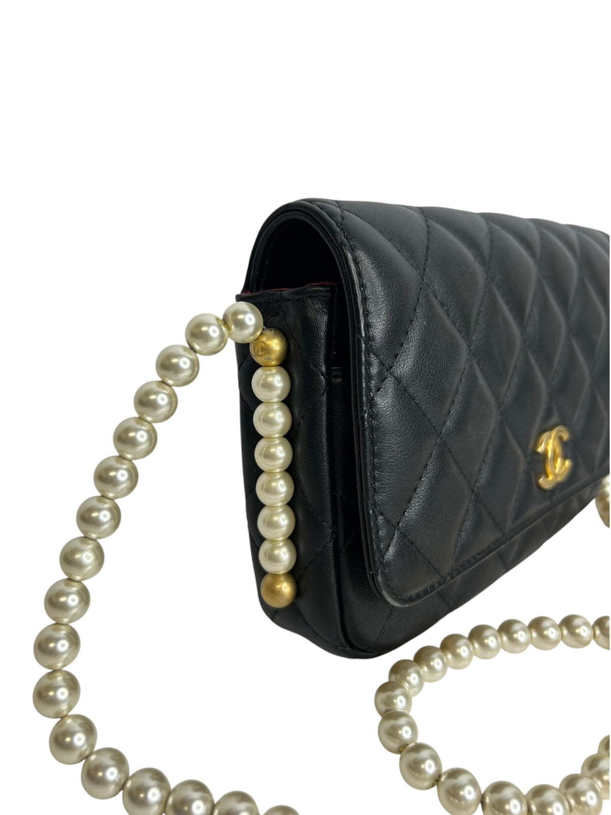 Chanel About Pearls Wallet On Chain Black T9183