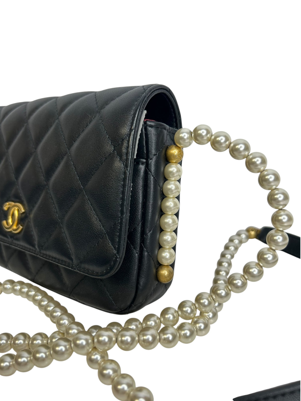 Chanel About Pearls Wallet On Chain Black T9183