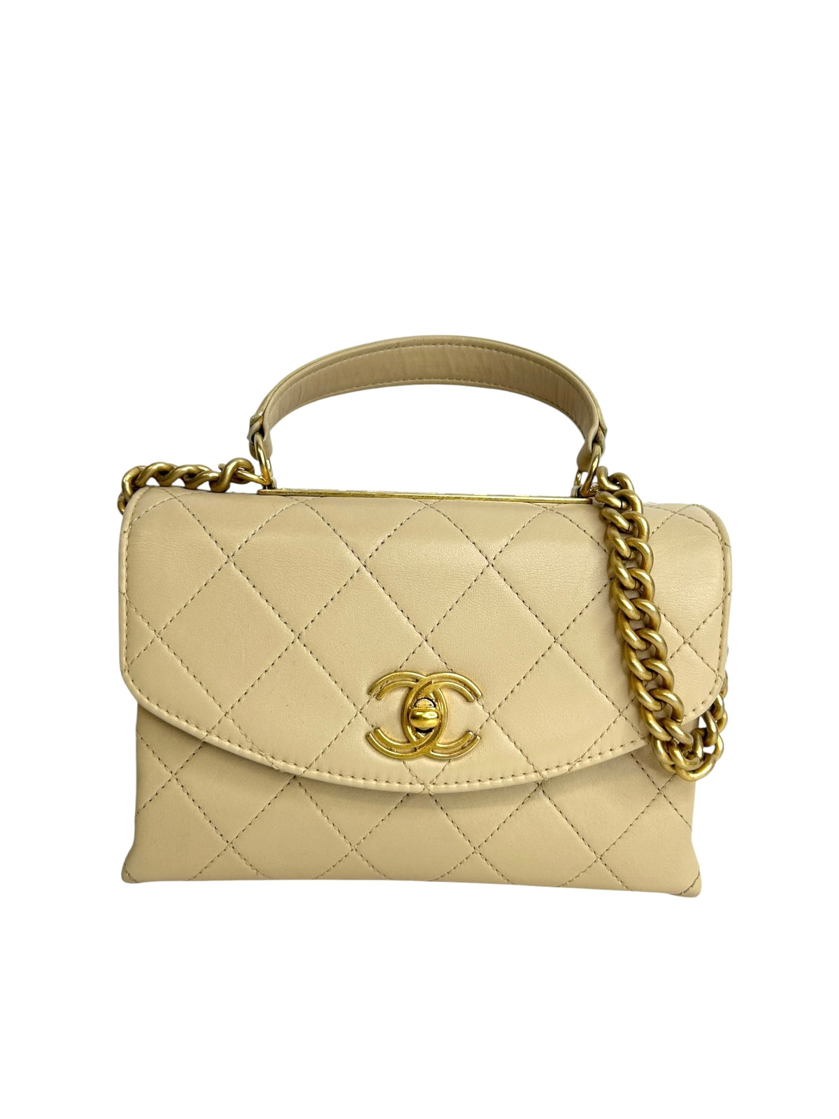 Chanel Beige Mini Top Handle Trendy Spirit Flap T9206