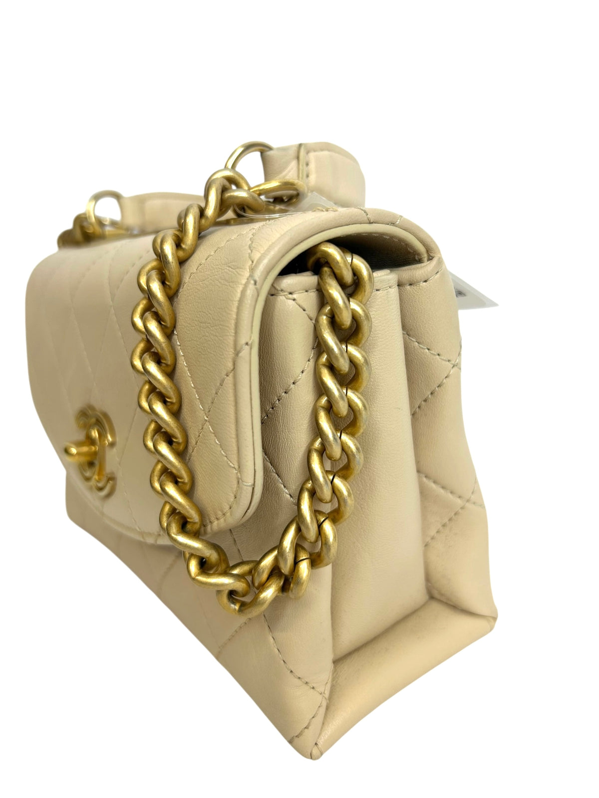 Chanel Beige Mini Top Handle Trendy Spirit Flap T9206